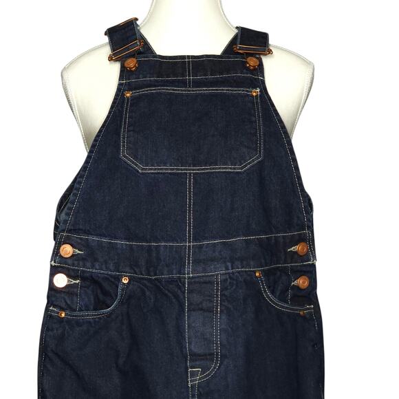 ASOS Overalls Womens 2 Blue Button Fly Denim Dark Wash - Picture 2 of 10